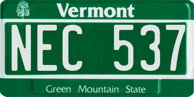 VT license plate NEC537