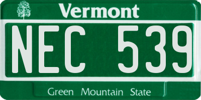 VT license plate NEC539