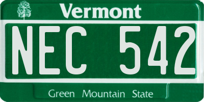 VT license plate NEC542