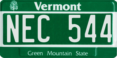 VT license plate NEC544