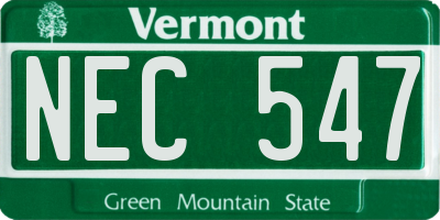 VT license plate NEC547