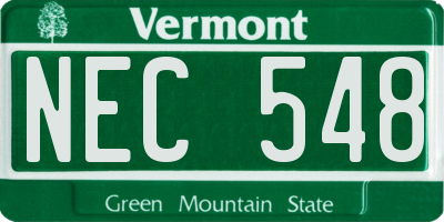 VT license plate NEC548
