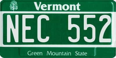 VT license plate NEC552