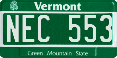 VT license plate NEC553