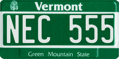 VT license plate NEC555