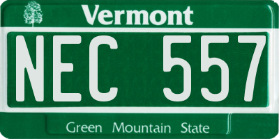 VT license plate NEC557