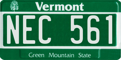 VT license plate NEC561