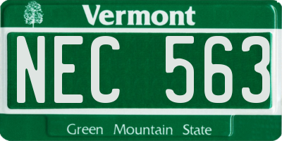 VT license plate NEC563