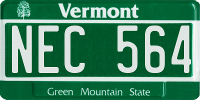 VT license plate NEC564
