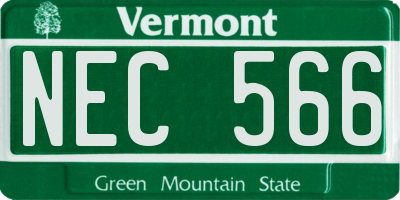 VT license plate NEC566