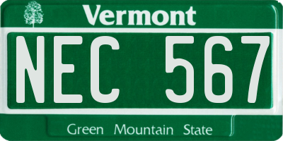 VT license plate NEC567