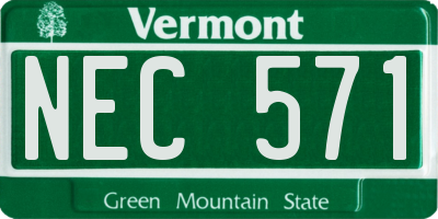 VT license plate NEC571