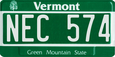 VT license plate NEC574