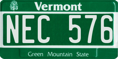 VT license plate NEC576