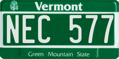 VT license plate NEC577