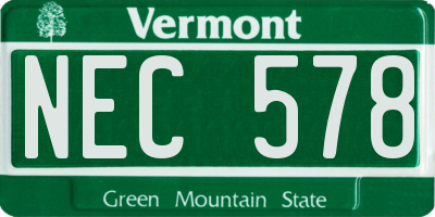 VT license plate NEC578