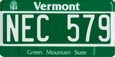 VT license plate NEC579