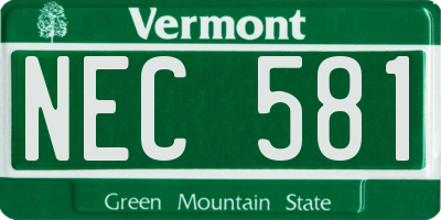 VT license plate NEC581