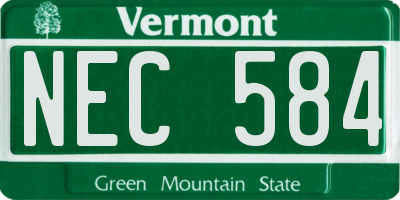 VT license plate NEC584