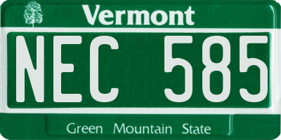 VT license plate NEC585