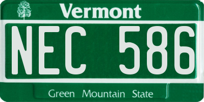 VT license plate NEC586