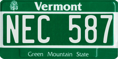 VT license plate NEC587