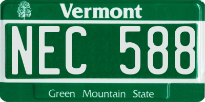 VT license plate NEC588