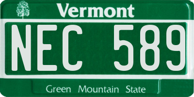 VT license plate NEC589
