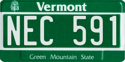 VT license plate NEC591
