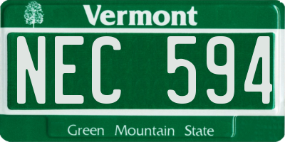VT license plate NEC594