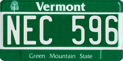VT license plate NEC596