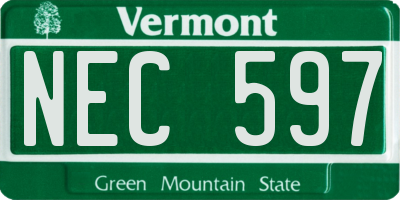 VT license plate NEC597