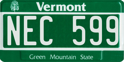 VT license plate NEC599