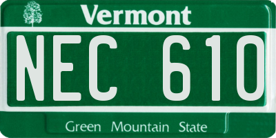 VT license plate NEC610