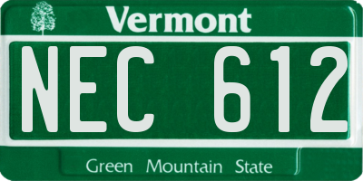 VT license plate NEC612