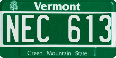 VT license plate NEC613