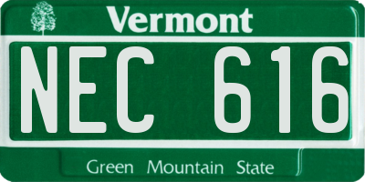 VT license plate NEC616