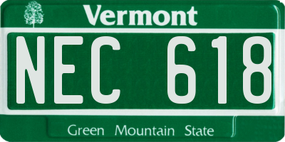 VT license plate NEC618