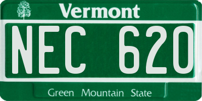 VT license plate NEC620