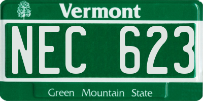 VT license plate NEC623