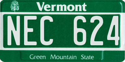 VT license plate NEC624