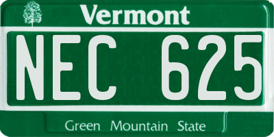 VT license plate NEC625
