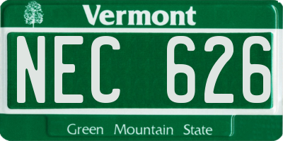 VT license plate NEC626