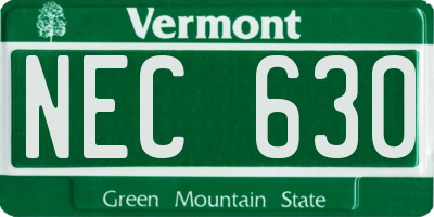 VT license plate NEC630