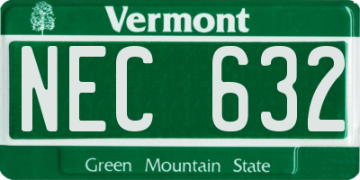 VT license plate NEC632
