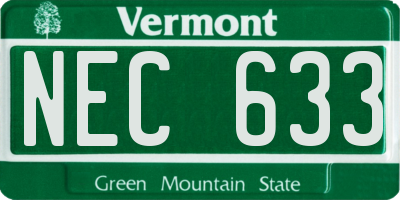 VT license plate NEC633