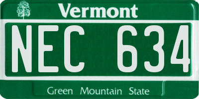 VT license plate NEC634
