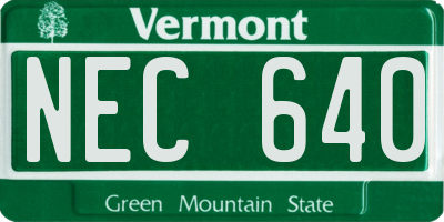 VT license plate NEC640