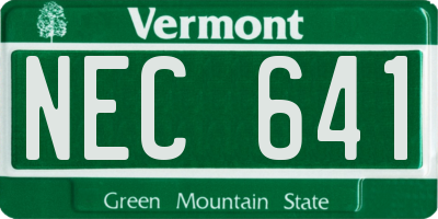 VT license plate NEC641