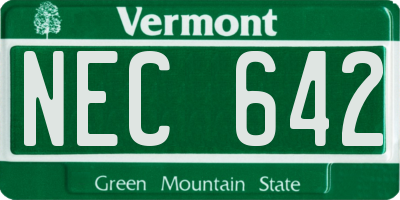 VT license plate NEC642